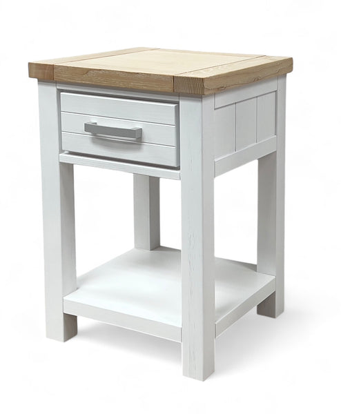 Sicily 1-Drawer Solid Wood Bedside White