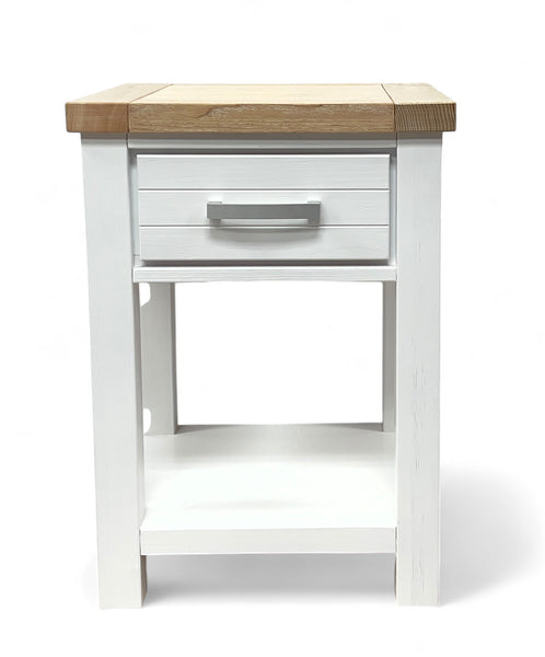 Sicily 1-Drawer Solid Wood Bedside White