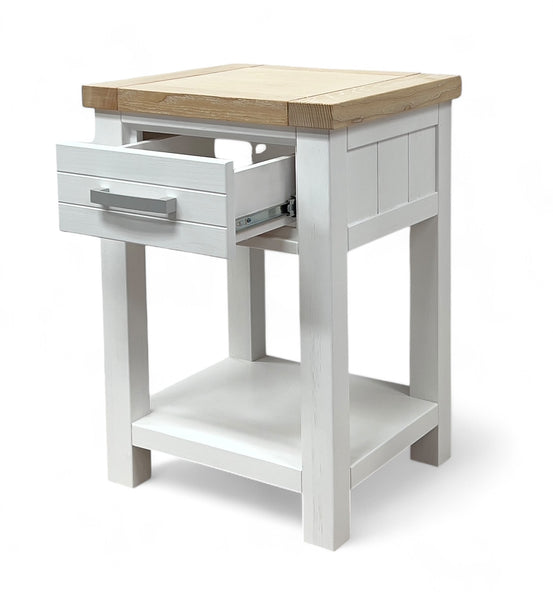 Sicily 1-Drawer Solid Wood Bedside White