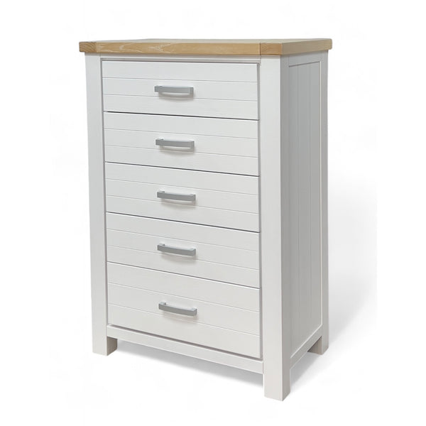 Sicily 5-Drawer Solid Wood White Tallboy / Chest