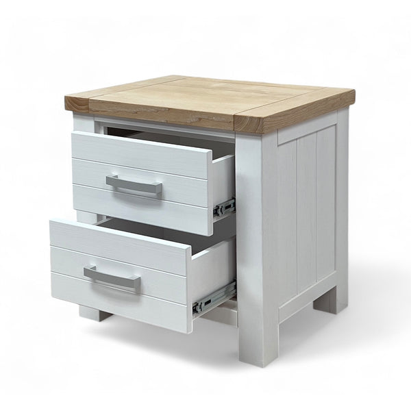 Sicily 2-Drawer Solid Wood Bedside White